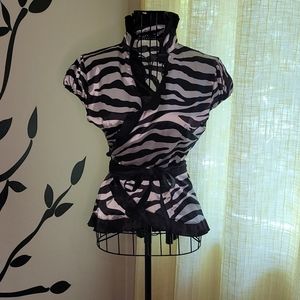 Black and white silky top